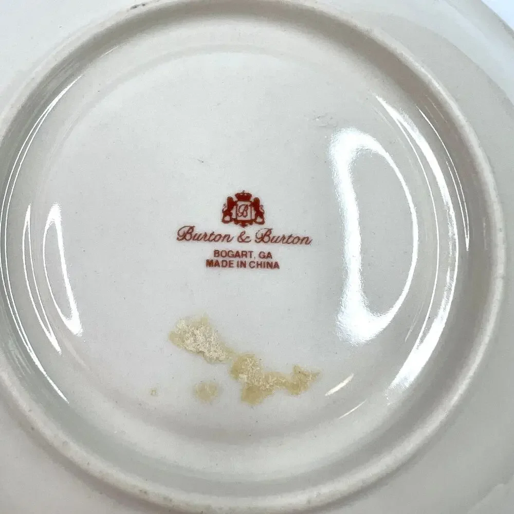 Vintage Burton & Burton Red Transferware Toile China Saucer